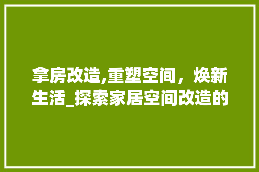 拿房改造,重塑空间，焕新生活_探索家居空间改造的艺术