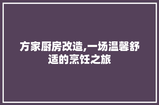 方家厨房改造,一场温馨舒适的烹饪之旅