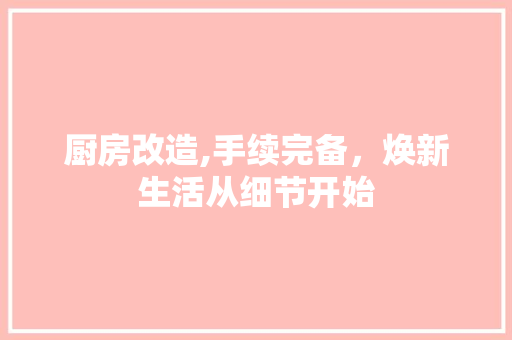 厨房改造,手续完备，焕新生活从细节开始