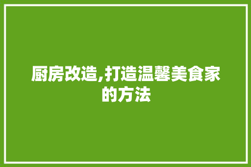 厨房改造,打造温馨美食家的方法