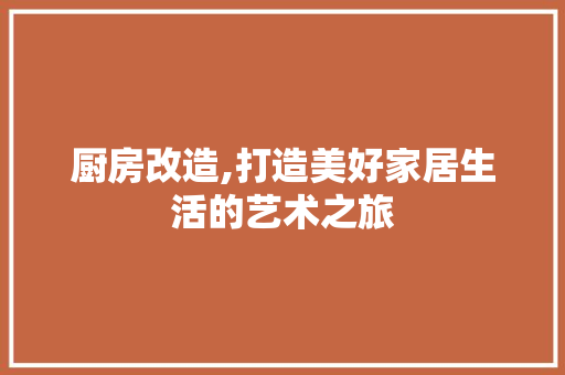 厨房改造,打造美好家居生活的艺术之旅