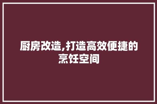 厨房改造,打造高效便捷的烹饪空间