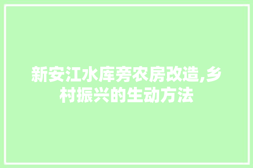 新安江水库旁农房改造,乡村振兴的生动方法