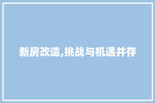 新房改造,挑战与机遇并存