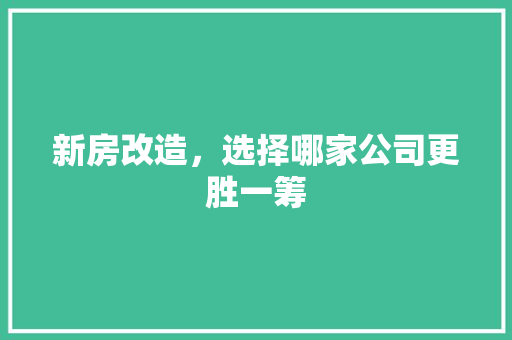 新房改造，选择哪家公司更胜一筹