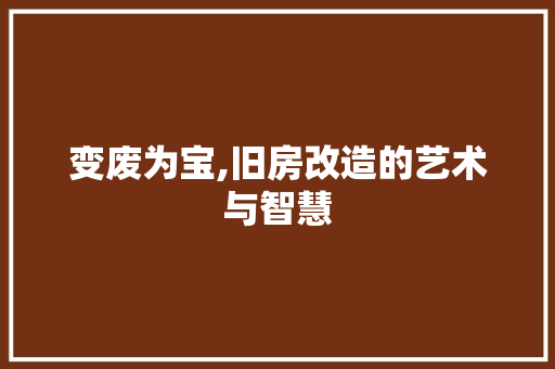 变废为宝,旧房改造的艺术与智慧
