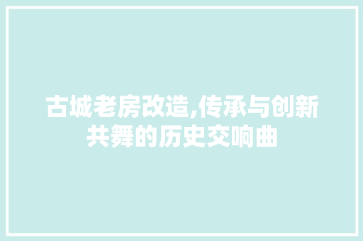 古城老房改造,传承与创新共舞的历史交响曲