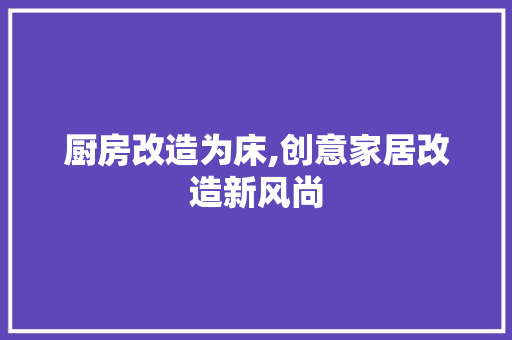 厨房改造为床,创意家居改造新风尚
