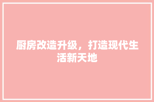 厨房改造升级，打造现代生活新天地 地面装修
