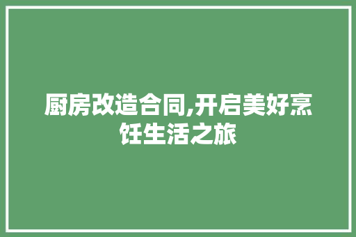 厨房改造合同,开启美好烹饪生活之旅