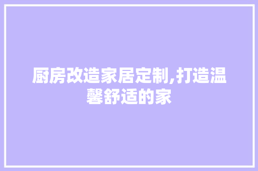 厨房改造家居定制,打造温馨舒适的家