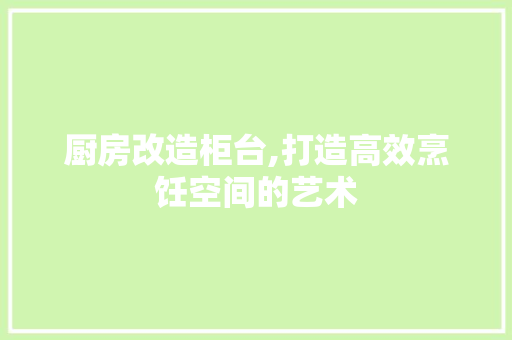 厨房改造柜台,打造高效烹饪空间的艺术