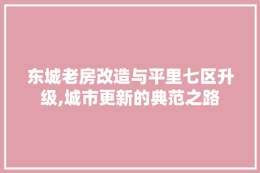 东城老房改造与平里七区升级,城市更新的典范之路