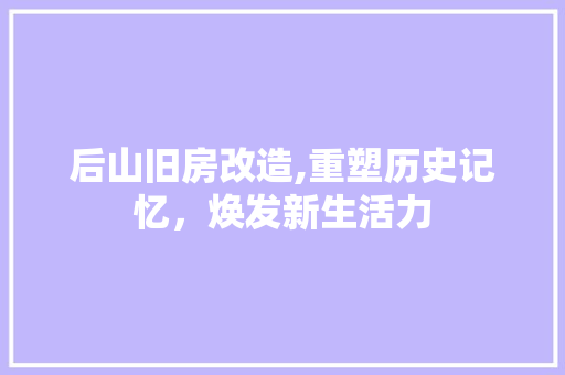 后山旧房改造,重塑历史记忆，焕发新生活力