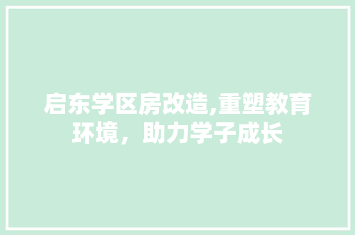 启东学区房改造,重塑教育环境，助力学子成长