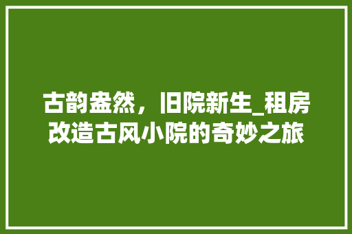 古韵盎然，旧院新生_租房改造古风小院的奇妙之旅