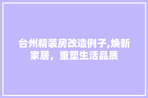 台州精装房改造例子,焕新家居，重塑生活品质