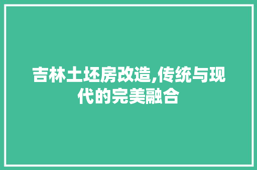 吉林土坯房改造,传统与现代的完美融合