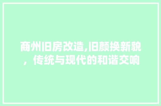 商州旧房改造,旧颜换新貌，传统与现代的和谐交响