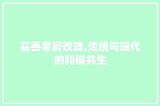 嘉善老房改造,传统与现代的和谐共生
