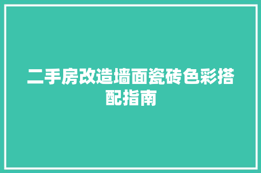 二手房改造墙面瓷砖色彩搭配指南