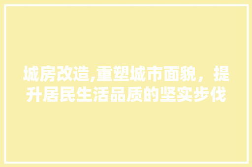 城房改造,重塑城市面貌，提升居民生活品质的坚实步伐
