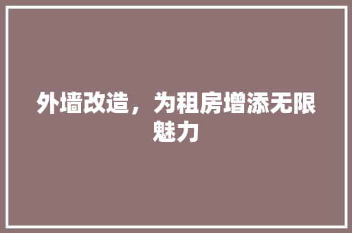 外墙改造，为租房增添无限魅力