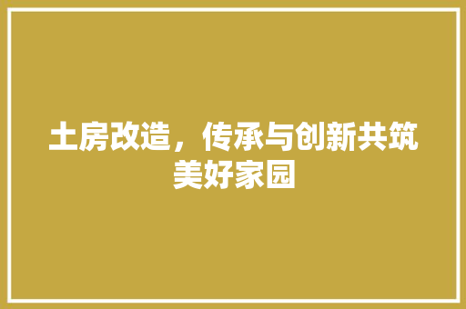 土房改造，传承与创新共筑美好家园
