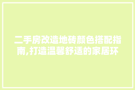 二手房改造地砖颜色搭配指南,打造温馨舒适的家居环境