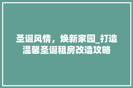 圣诞风情，焕新家园_打造温馨圣诞租房改造攻略
