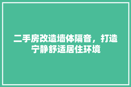 二手房改造墙体隔音，打造宁静舒适居住环境