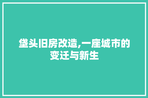 垡头旧房改造,一座城市的变迁与新生