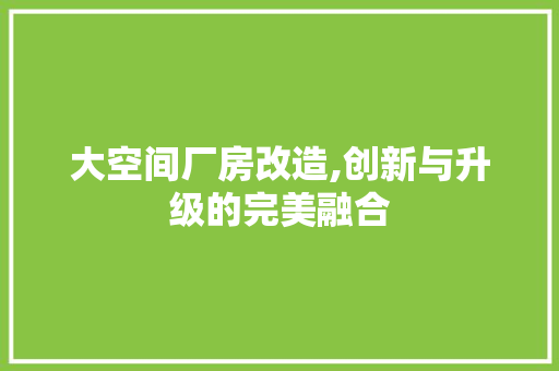 大空间厂房改造,创新与升级的完美融合