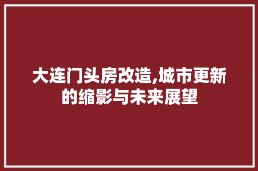 大连门头房改造,城市更新的缩影与未来展望