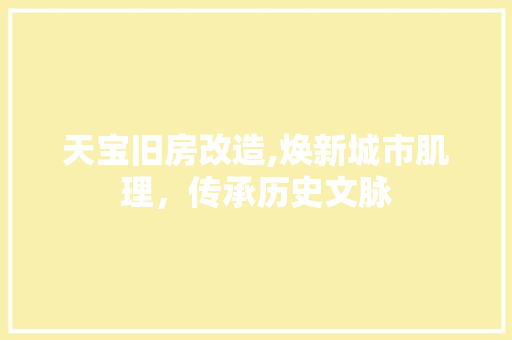 天宝旧房改造,焕新城市肌理，传承历史文脉
