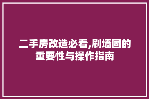 二手房改造必看,刷墙固的重要性与操作指南