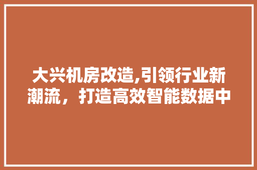 大兴机房改造,引领行业新潮流，打造高效智能数据中心