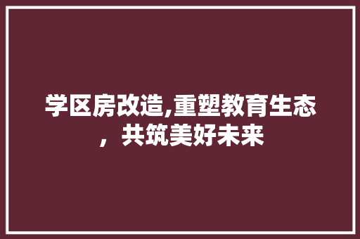 学区房改造,重塑教育生态，共筑美好未来
