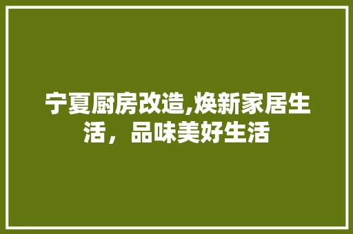 宁夏厨房改造,焕新家居生活，品味美好生活