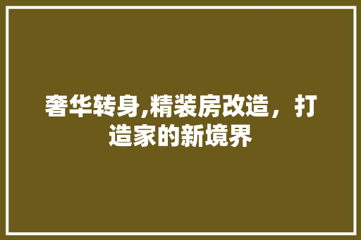 奢华转身,精装房改造，打造家的新境界