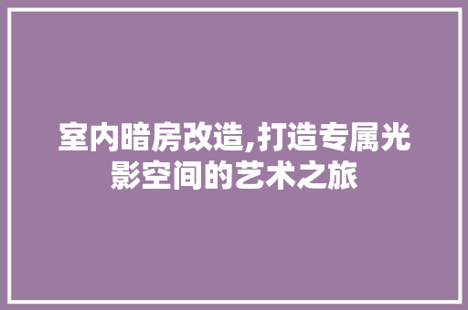 室内暗房改造,打造专属光影空间的艺术之旅