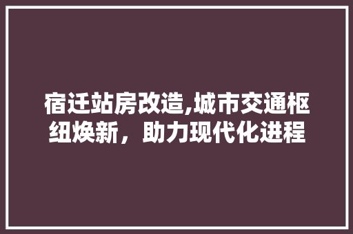 宿迁站房改造,城市交通枢纽焕新，助力现代化进程