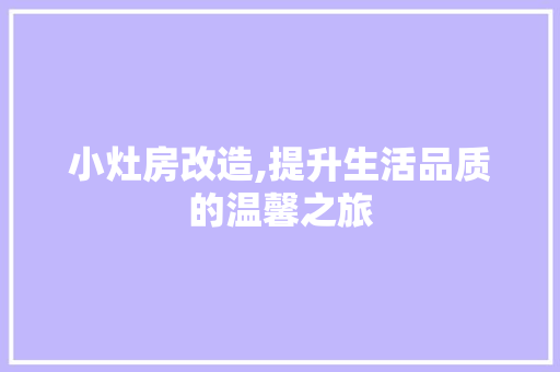 小灶房改造,提升生活品质的温馨之旅