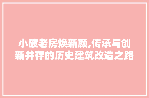 小破老房焕新颜,传承与创新并存的历史建筑改造之路
