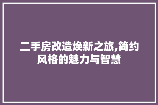 二手房改造焕新之旅,简约风格的魅力与智慧