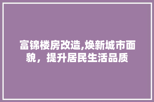 富锦楼房改造,焕新城市面貌，提升居民生活品质
