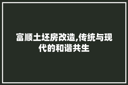 富顺土坯房改造,传统与现代的和谐共生
