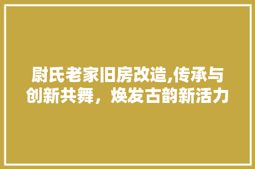 尉氏老家旧房改造,传承与创新共舞，焕发古韵新活力