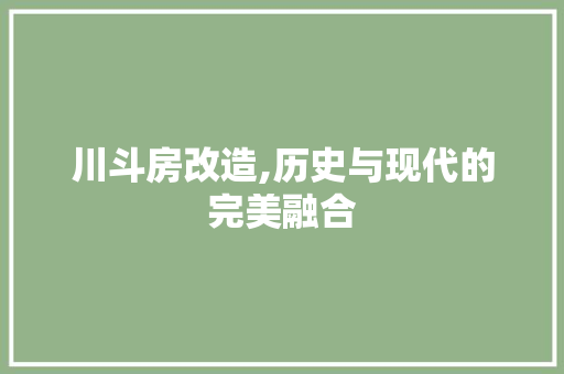 川斗房改造,历史与现代的完美融合