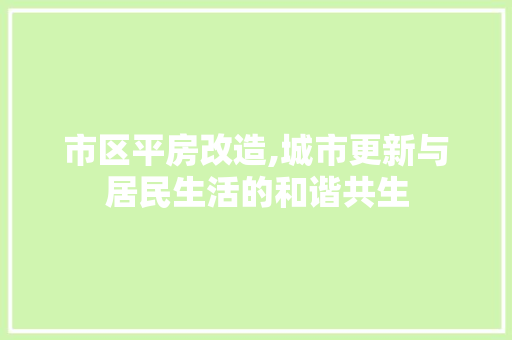 市区平房改造,城市更新与居民生活的和谐共生